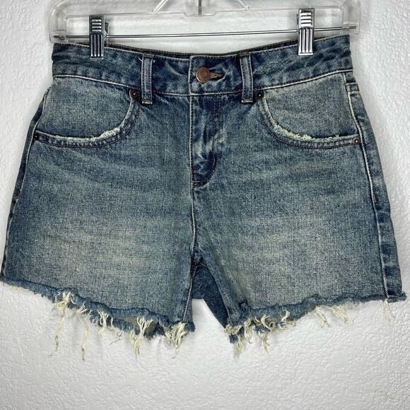 BDG Urban Outfitters A-Line Cutoff Raw Hem Women's Mid-Rise Jean Shorts Size 25 - Picture 2 of 13
